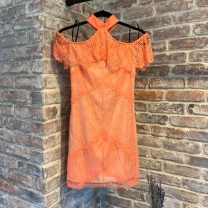 Bebe Off-Shoulder Halter Cocktail Dress (NWT)